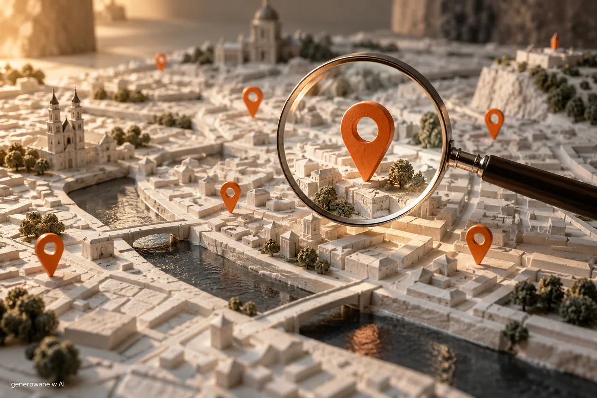 Pozycjonowanie lokalne i Google Maps - jak firma pojawia się w wynikach lokalnych? - ilustracja AI