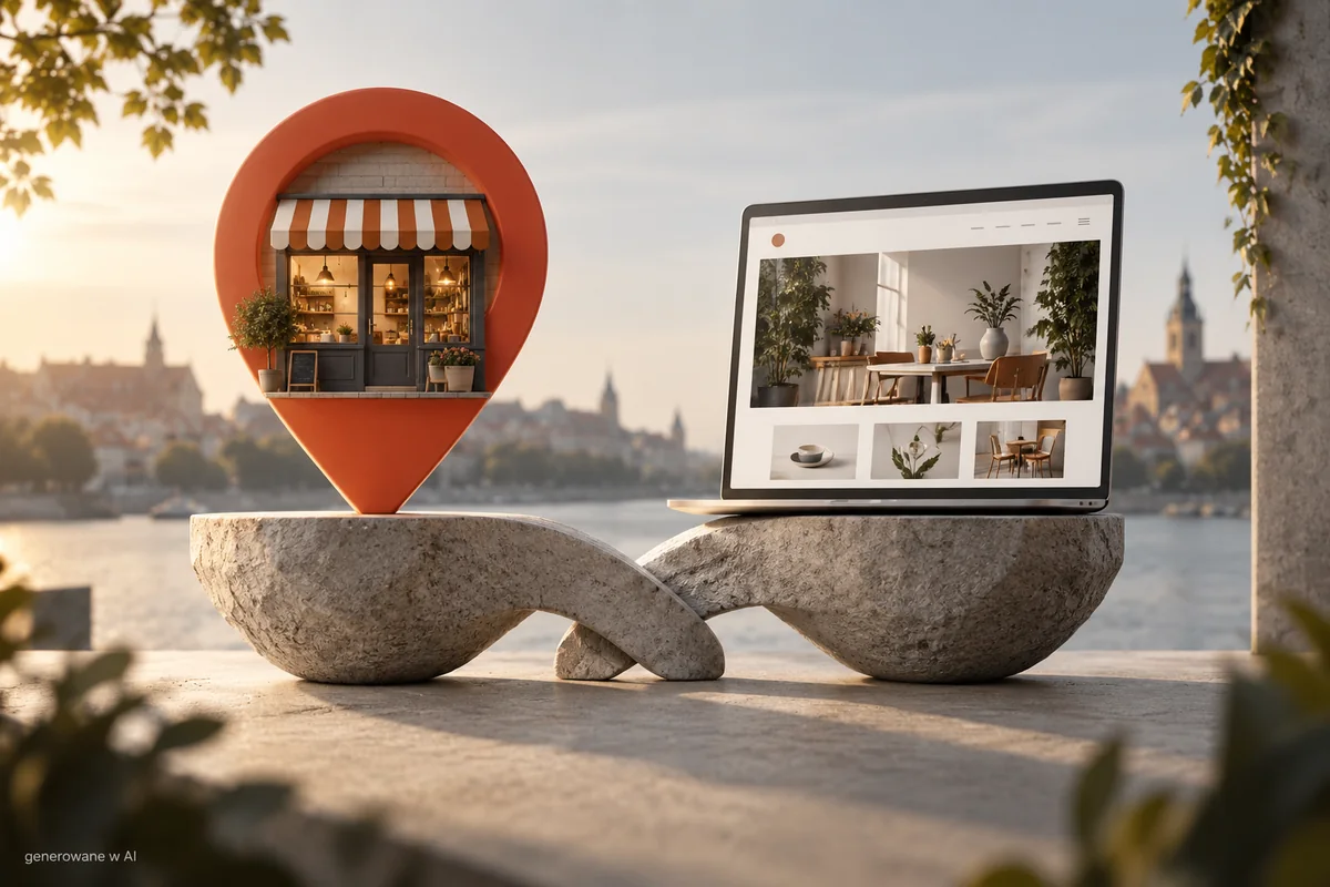 Wizytówka Google czy strona www - co lepsze dla lokalnej firmy? - ilustracja AI