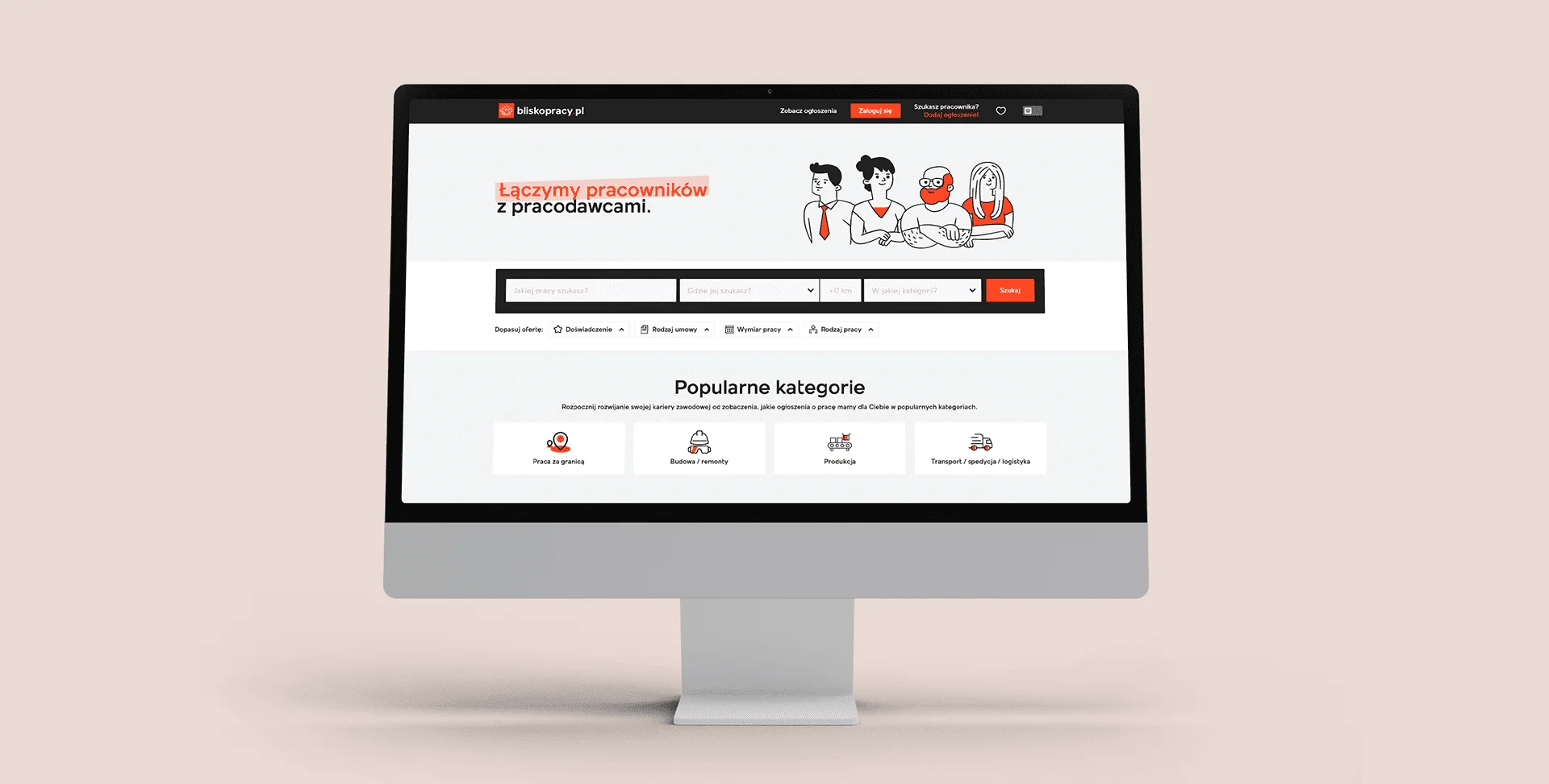 Projekt serwisu BliskoPracy.pl dla kandydatów i pracodawców