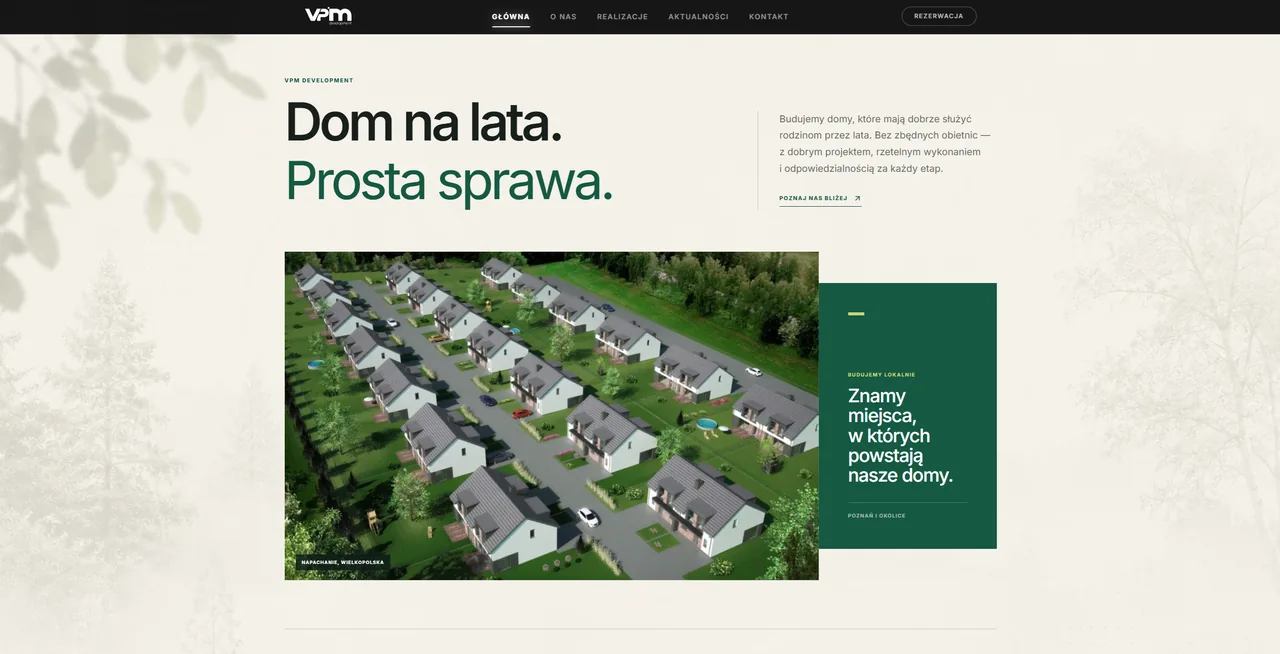 Sekcja Dom na lata. Prosta sprawa. - prezentacja VPM z widokiem osiedla z lotu ptaka