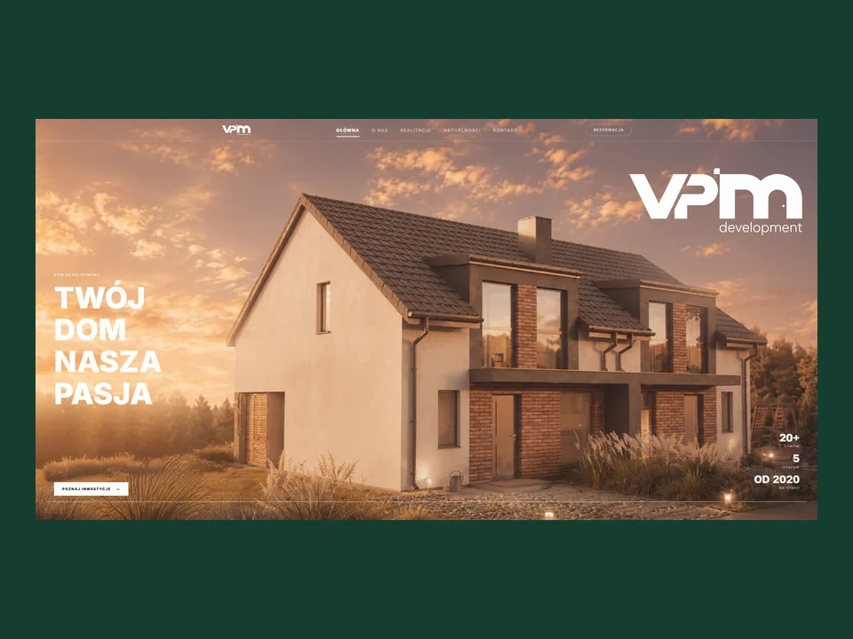 VPM Development - projekt strony internetowej z wizualizacją domu