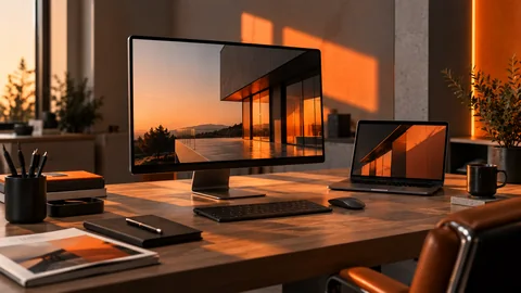 Projekt strony internetowej prezentowany na monitorze i laptopie