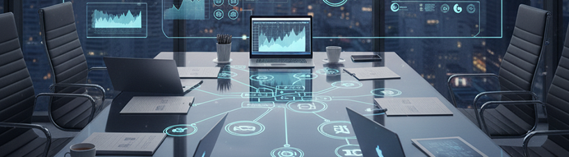 Nowoczesne biuro z danymi analitycznymi