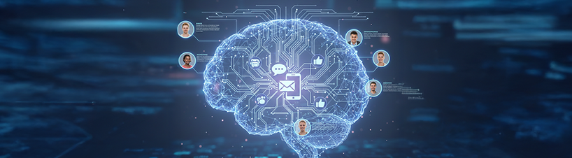 Mózg z połączeniami technologicznymi