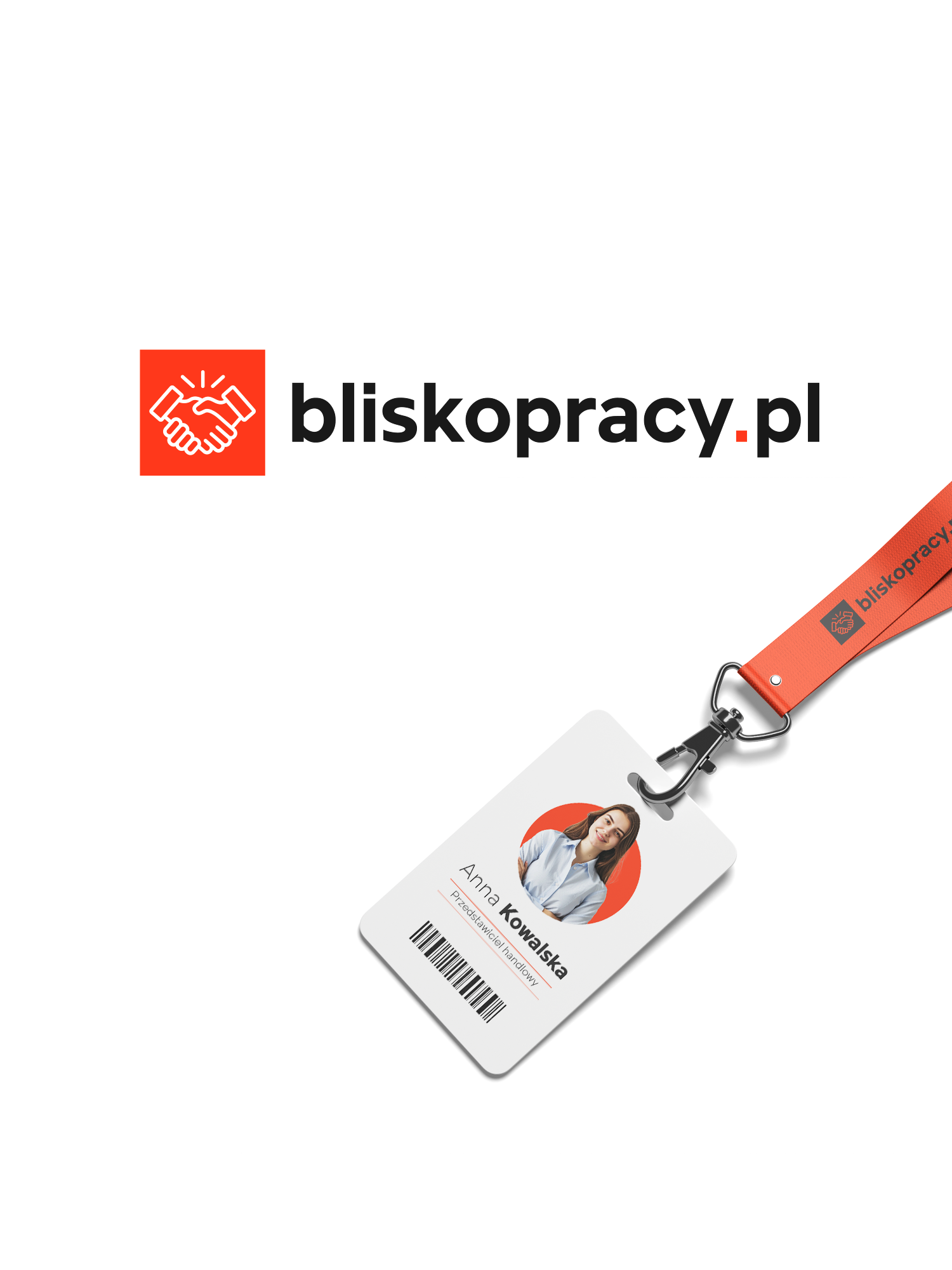 Identyfikator z logo bliskopracy.pl