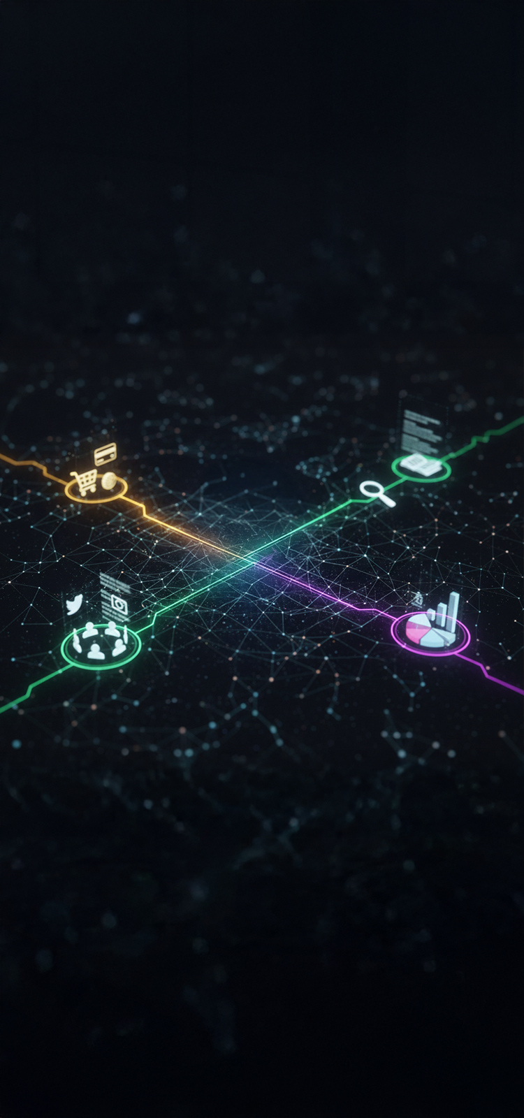 Interaktywna sieć z ikonami technologii