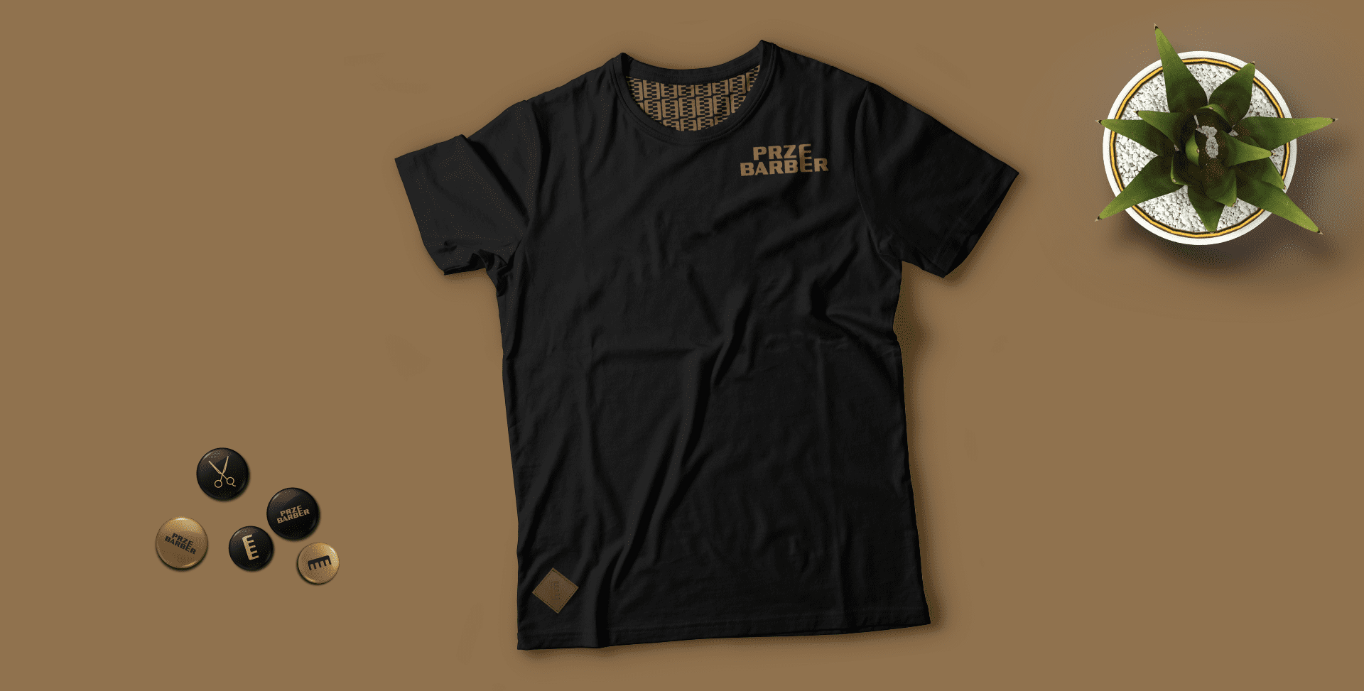 Czarna koszulka z logo fryzjera