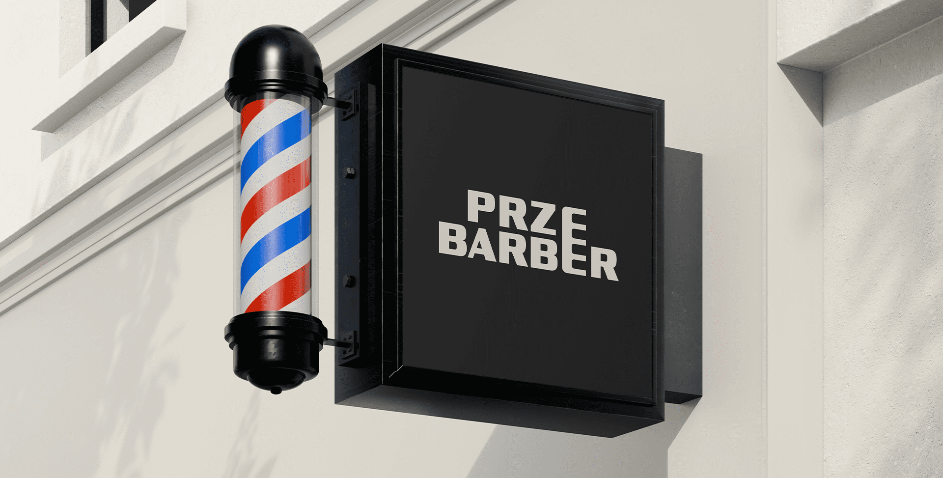 Szyld zakładu fryzjerskiego Prze Barber