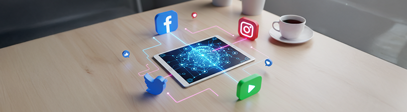 Tablet z ikonami mediów społecznościowych