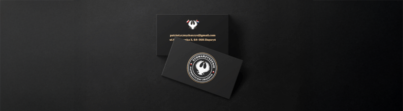 Czarne wizytówki z białym logo