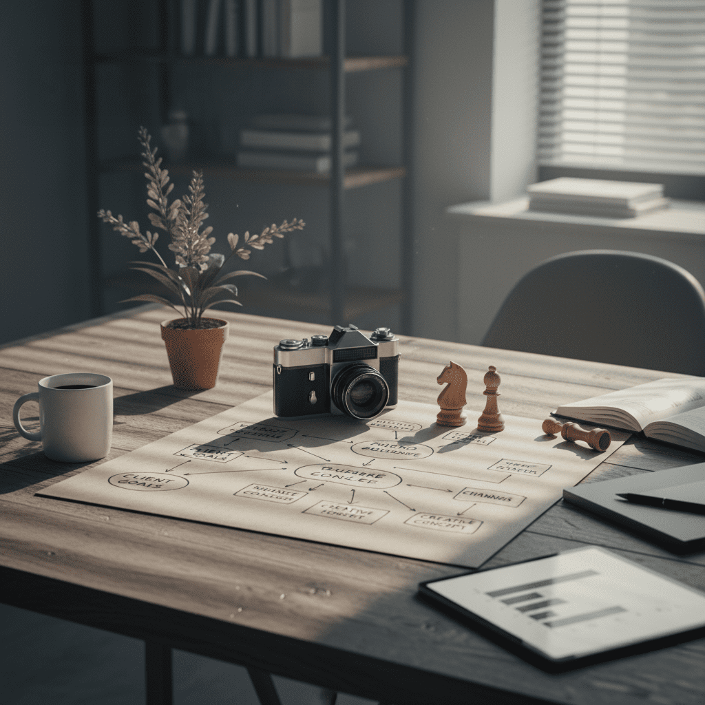 Stół z planem i akcesoriami